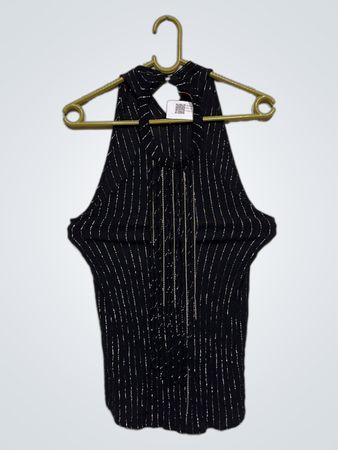 Oxxzen Paris Schwarz Gestreifter Haltertop