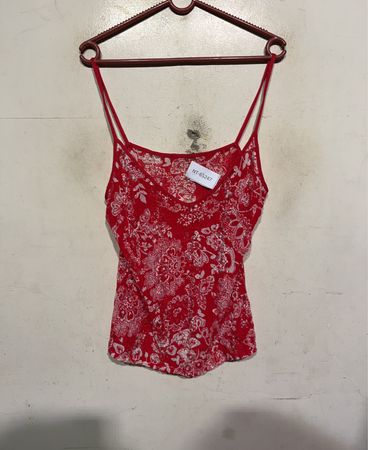Rotes Floral-Print Spaghetti-Träger Top