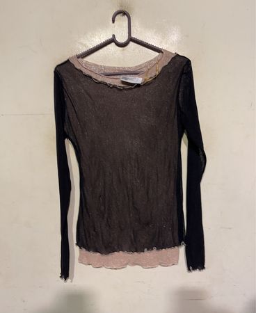 Durchsichtige langärmlige Bluse mit Glitzerdetails