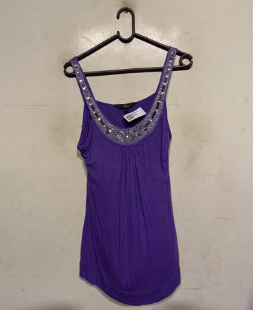 Purple Embellished Tank Top