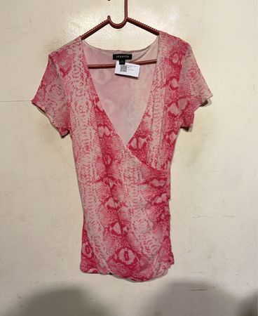 JESSICA Pink Snake Print Wrap Top