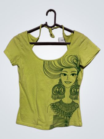 Limegrünes T-Shirt mit Grafikdruck