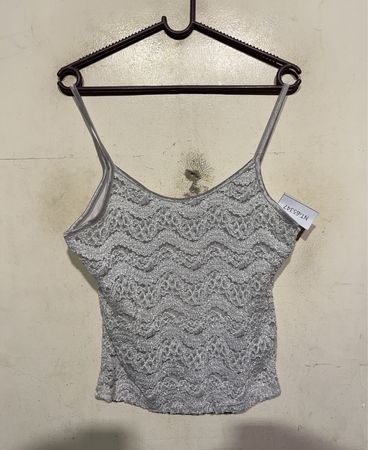 Silberne Spitzen-Top