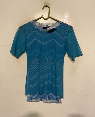 NAVYBLU Blaues Zickzackmuster Netzoberteil