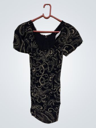 Schwarzes Paisley-Print-Oberteil