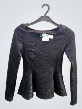 FaithVintage Schwarzes Texturiertes Peplum-Top