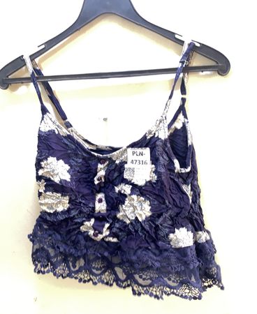 FaithVintage Damen Blau Blumeneinsatz Spitzen-Cami-Top