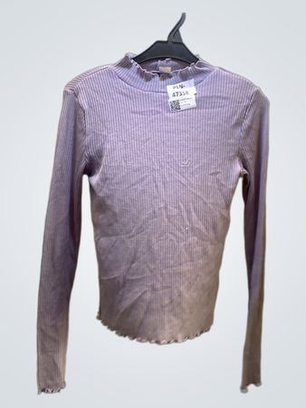 FaithVintage Geripptes Mock-Neck Langarmoberteil