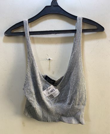 TOPSHOP Silber Metallic Strick-Cami-Top
