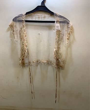 FaithVintage Transparente Perlen-Kimono-Jacke
