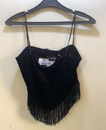 Insolente Paris Black Velvet Fringe Crop Top