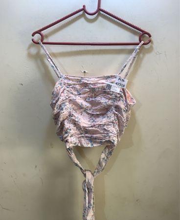 FaithVintage Pink Floral Ruched Crop Top