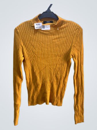 Bershka Gelbes Ripp-Mockneck Langarmtop