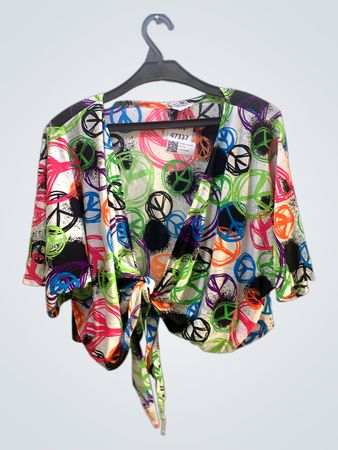 FaithVintage Peace Sign Print Kimono-Stil Top