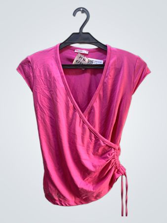 NOSMOKE Pink Ruched Wrap Top