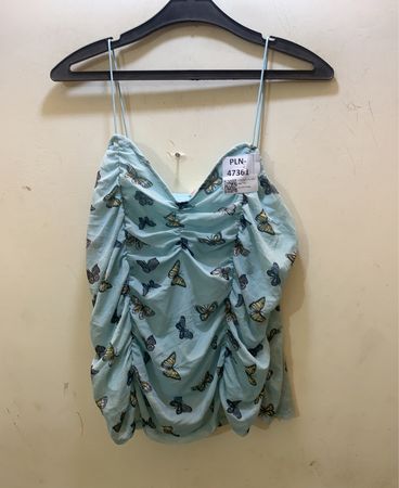 Hellblaues Schmetterlingsdruck gerafftes Camisole-Oberteil