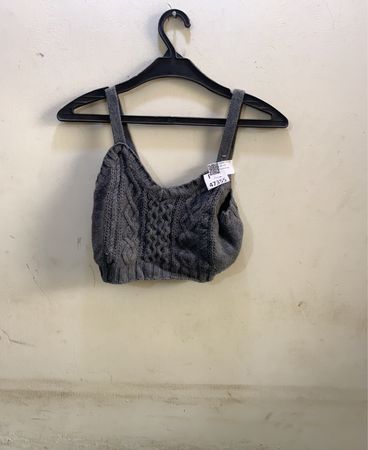 FaithVintage Graues Cable Knit Crop Top