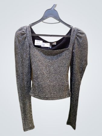 H&M Glitzer Puffärmel Top