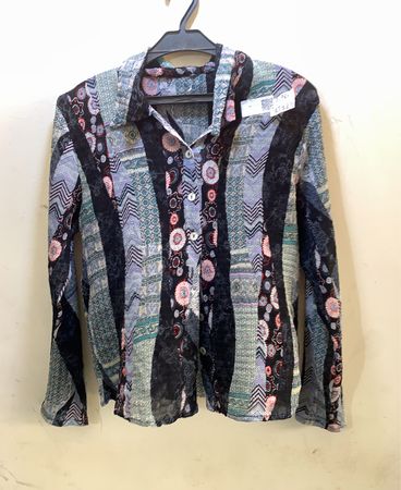 Faithvintage Langarmbedrucktes Hemd