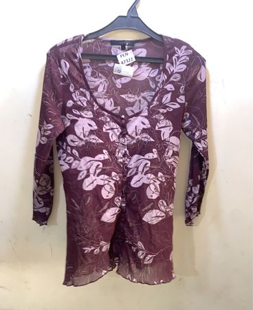 Coast Damen Lila Floral Print Knopf-Überhemd mit langen Ärmeln