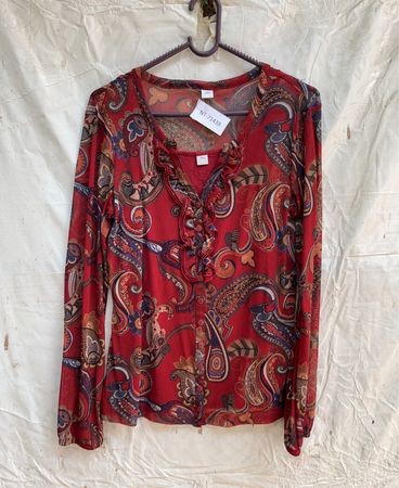 s.Oliver Sheer Paisley Print Long Sleeve Top