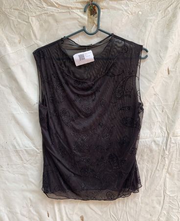 DOLCE VITA Schwarzes Mesh Burnout Paisley Ärmelloses Top