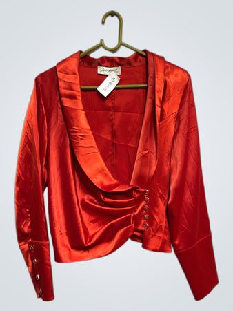 Aandiamo Studio Moda Rote Satinbluse