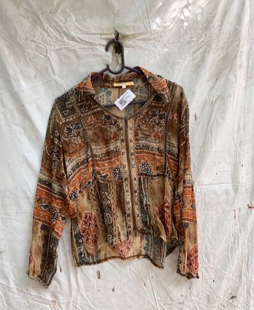BIBA Bedruckte transparente Bluse mit langen Ärmeln