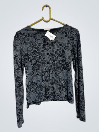 Langärmeliges Oberteil mit floralem Print und Knopfleiste