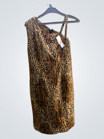 FaithVintage Ein Schulter Leopardenmuster Kleid