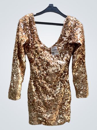 „FaithVintage Pailletten Langarm Mini Kleid“