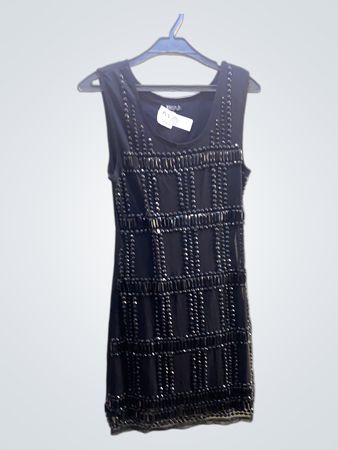 KRISP Schwarzes Perlen Kleid ohne Ärmel