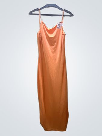 FaithVintage Orange Spaghetti-Träger Maxi-Kleid