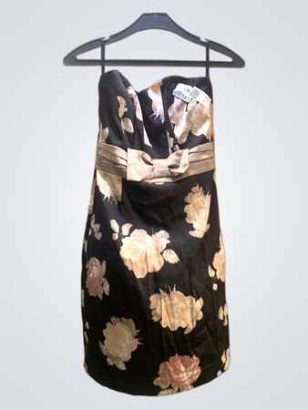 FaithVintage Schwarzes Blumendesign Trägerloses Kleid