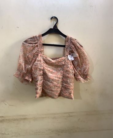 FaithVinn Floral Print Ruched Square Neck Puff Sleeve Top