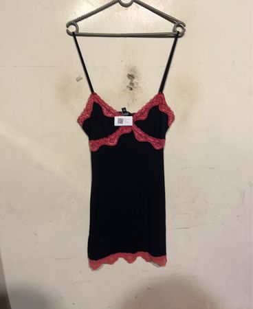 JNV JENNYPER Black Lace Trim Slip Dress