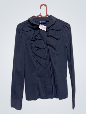 MATRICOLE Damen Navy Blau Rüschenschleife Bluse
