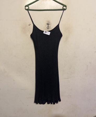 le Full Black Spaghetti-Trägerkleid