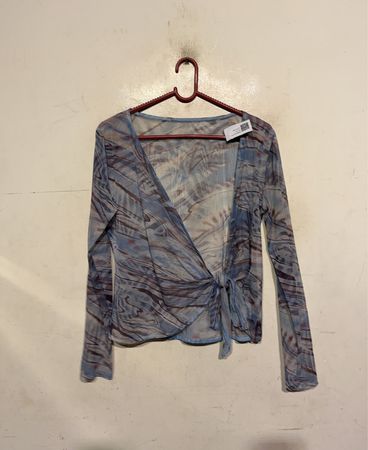 Blau marmoriertes Druck-Mesh-Wickeloberteil