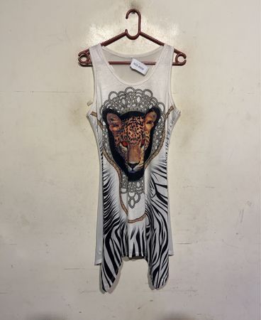 Weißes Tanktop mit Leoparden Grafik