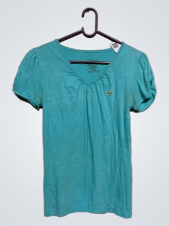 Lacoste Guaranteed Made in France Teal V-Neck T-Shirt