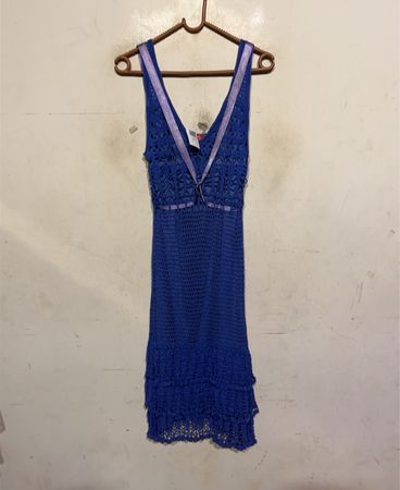 Derhy Blue Crochet Dress