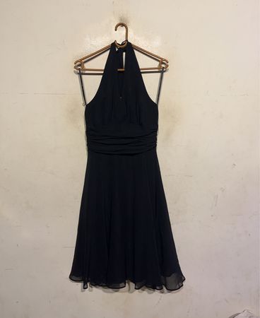 Montego Black Halter Neck Ruched Dress