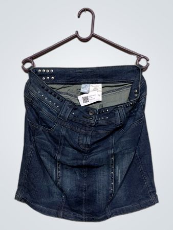 Camaleu Damen Jeans Minirock mit Nieten
