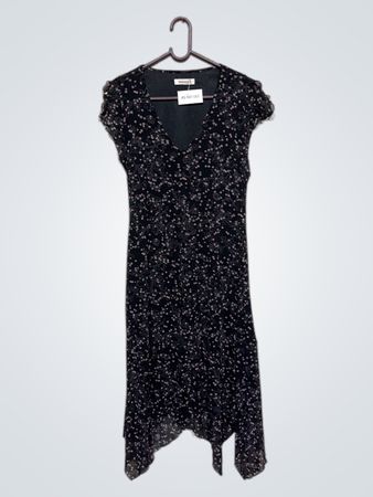 Yessica Damen Schwarzes Floral-Print Midi-Kleid