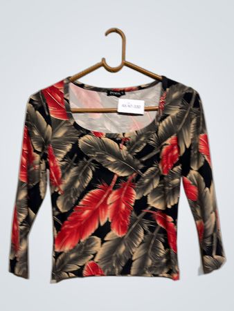 N.Y.K. Feather Print Long Sleeve Top