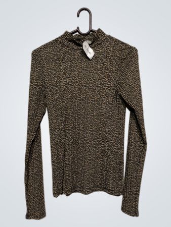 Lindex Damen Mock Neck Leoparddruck Langarm-Top