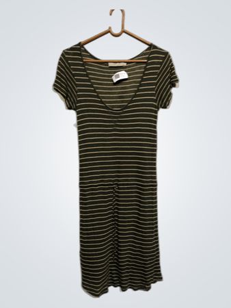 STEFANEL Gestreiftes V-Ausschnitt Maxikleid
