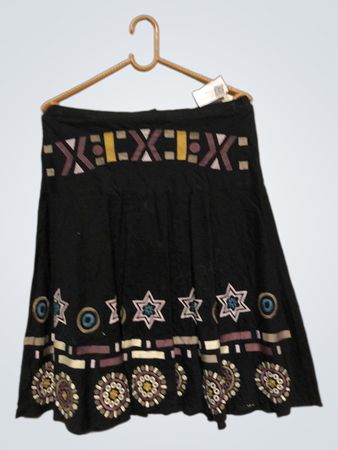 Desigual Black Skirt with Geometric Print