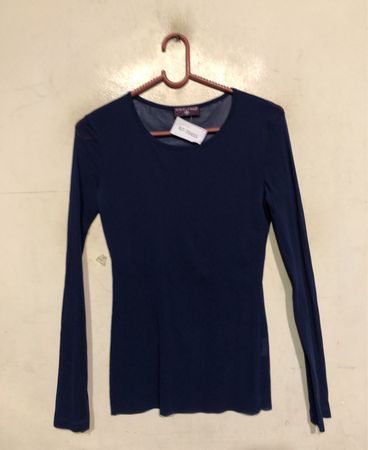 One Step Marineblau Langarm Durchsichtige Bluse